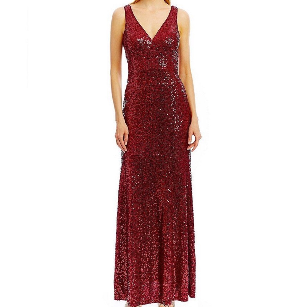 Sequin Burgundy Formal Dress